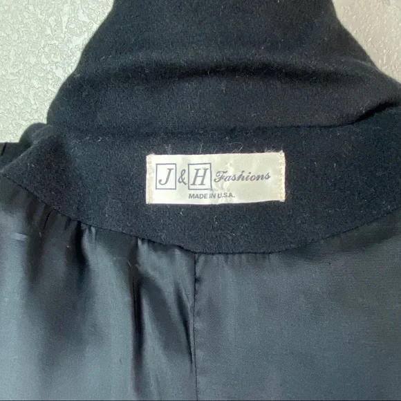 Vintage 70’s ILGWU Black Wool Double Breasted Pea Coat XL - Picture 7 of 11